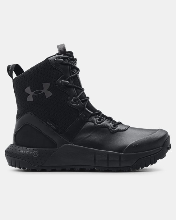 Women's UA Micro G® Valsetz Leather Waterproof Tactical Boots, Black, pdpMainDesktop image number 0